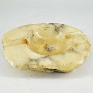 Vintage MCM Mid Century Modern Alabaster Marble Hand Carved Ashtray Italy